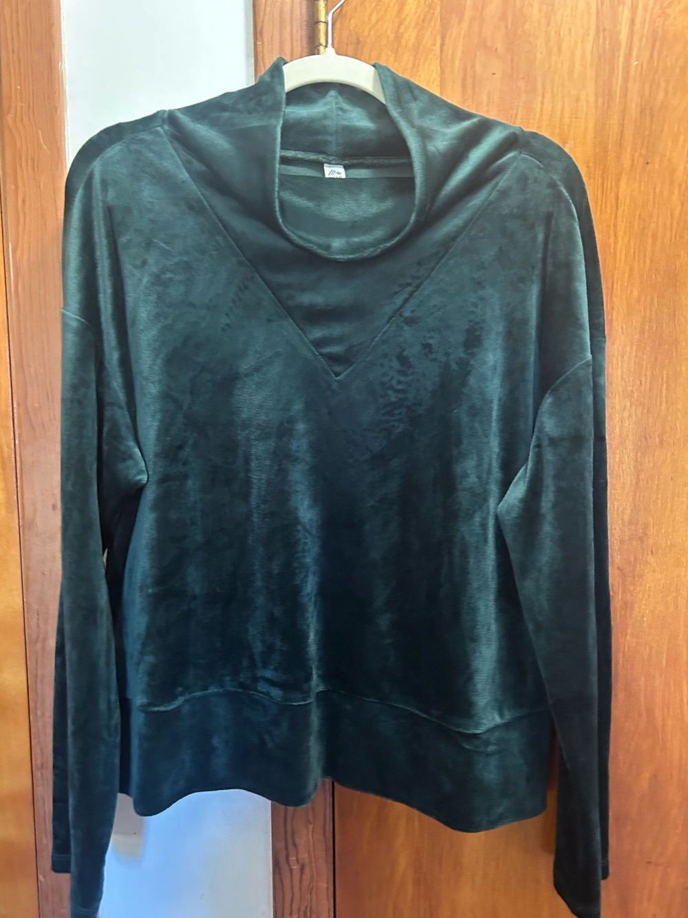 RBX Velvet Funnel Neck Sweater - Dark Green